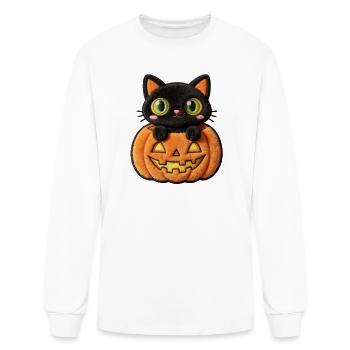 Kawaii Halloween Cat Gift for Spooky Season - Men's Long Sleeve T-Shirt - white - Front