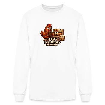 Egg Inventory Manager: Poultry Clerk Cartoon - Men's Long Sleeve T-Shirt - white - Front