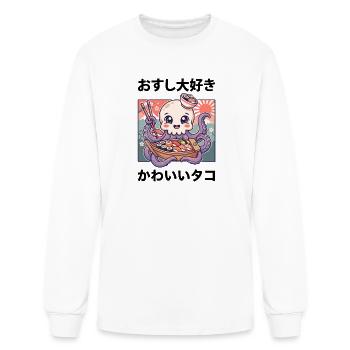 Cute Kawaii Octopus Sushi Japanese Food Art - Men's Long Sleeve T-Shirt - white - Front