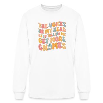 Voices In My Head Get More Gnomes Retro Graphic - Men's Long Sleeve T-Shirt - white - Front
