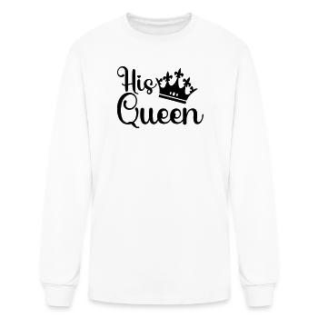 His Queen Golden Crown Elegant Romantic Couple Mat - Men's Long Sleeve T-Shirt - white - Front