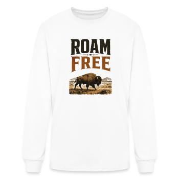 Roam Free Bison Prairie Wilderness Vintage Outdoor - Men's Long Sleeve T-Shirt - white - Front