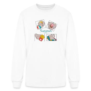 Cute Cat Summer Vacation | Beach Ball, Popsicle - Men's Long Sleeve T-Shirt - white - Front
