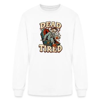 Dead Tired Funny Skeleton Halloween - Men's Long Sleeve T-Shirt - white - Front