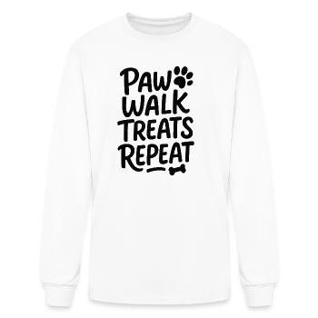 Paw Walk Treats Repeat Funny Dog Lover Shirt - Men's Long Sleeve T-Shirt - white - Front