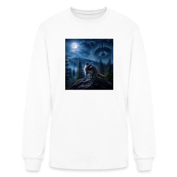Moonlit Forest Raccoon Guardian - Men's Long Sleeve T-Shirt - white - Front
