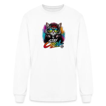 Stay Cool Cat with Rainbow Sunglasses - Men's Long Sleeve T-Shirt - white - Front