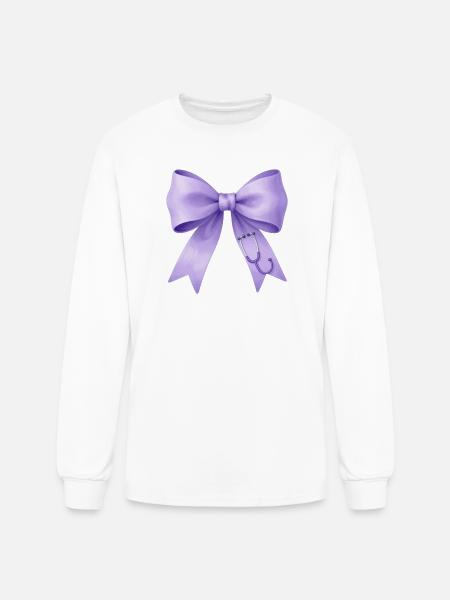 Lavender Bow Stethoscope - Men's Long Sleeve T-Shirt - white