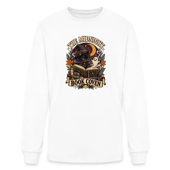 Midnight Book Coven – Witchy Black Cat Reader - Men's Long Sleeve T-Shirt - white - Front