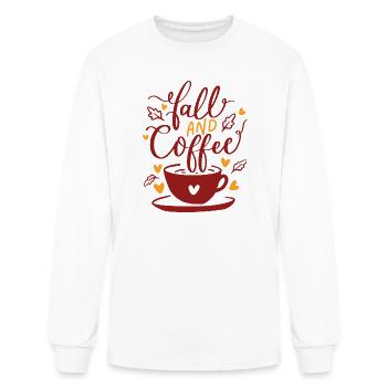 Fall and Coffee Autumn Cute Typography Art - Men's Long Sleeve T-Shirt - white - Front