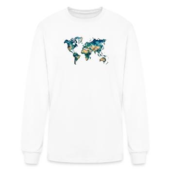 Colorful World Map Artistic Watercolor Earth Graph - Men's Long Sleeve T-Shirt - white - Front