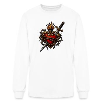 Sacred Heart Dagger Thorns Tattoo - Men's Long Sleeve T-Shirt - white - Front