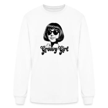 Groovy Girl - Retro 60s Mod Bob & Sunglasses - Men's Long Sleeve T-Shirt - white - Front
