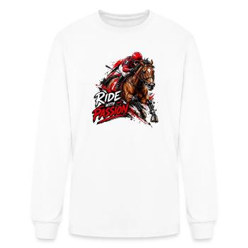 Ride With Passion – Horse Racing Jockey - Men's Long Sleeve T-Shirt - white - Front