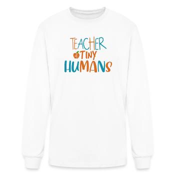 Teacher Of Tiny Humans Cute Colorful Preschool Kin - Men's Long Sleeve T-Shirt - white - Front