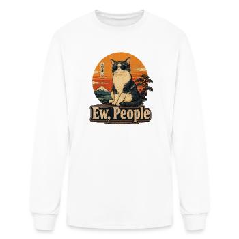 Ew People Cool Cat With Sunglasses Funny Introvert - Men's Long Sleeve T-Shirt - white - Front