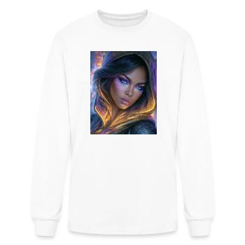 Iridescent Glow Portrait – Futuristic Fantasy Make - Men's Long Sleeve T-Shirt - white - Front