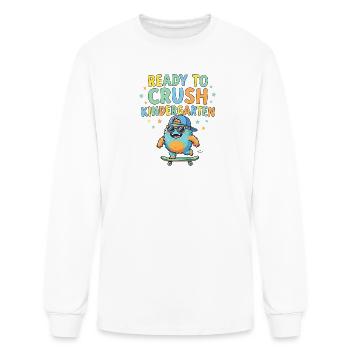 Ready To Crush Kindergarten Monster Skateboard  - Men's Long Sleeve T-Shirt - white - Front