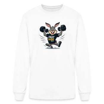 Powerlifting Bunny Fast Gains - Men's Long Sleeve T-Shirt - white - Front