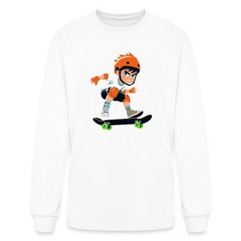 Cool Skater Boy Anime Cartoon - Men's Long Sleeve T-Shirt - white - Front