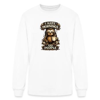 Sloth Coffee Grump: I Hate Mornings - Men's Long Sleeve T-Shirt - white - Front