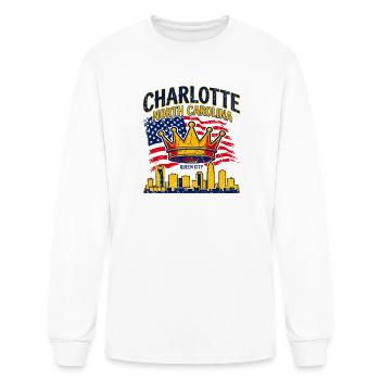 Queen Vintage Charlotte North Carolina Skyline - Men's Long Sleeve T-Shirt - white - Front