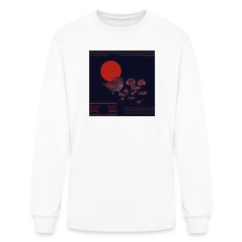 Crimson Sun Sparrow Amid Night Blooms - Men's Long Sleeve T-Shirt - white - Front