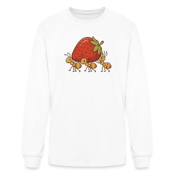 Cute Ants Carrying Strawberry Funny Summer Bug - Men's Long Sleeve T-Shirt - white - Front