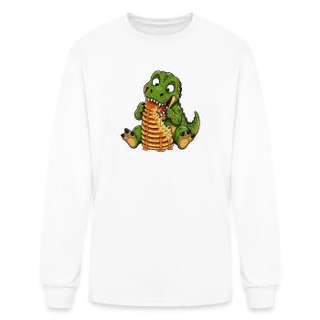 T Rex Pancakes Funny Dinosaur Cartoon - Men's Long Sleeve T-Shirt - white - Front