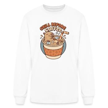 Chill Before Coffee Otter - Men's Long Sleeve T-Shirt - white - Front