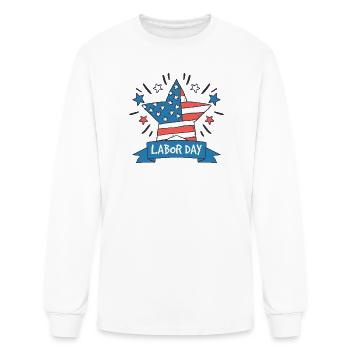 American Labor Day Creative Illustration Design - Men's Long Sleeve T-Shirt - white - Front