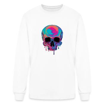 Neon Edgy Dark Skull - Melting Neon Skull Design - Men's Long Sleeve T-Shirt - white - Front