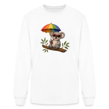 Koala with rainbow umbrella and sunglasses - Men's Long Sleeve T-Shirt - white - Front