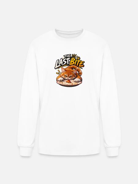 The Last Bite Cat Pizza - Men's Long Sleeve T-Shirt - white