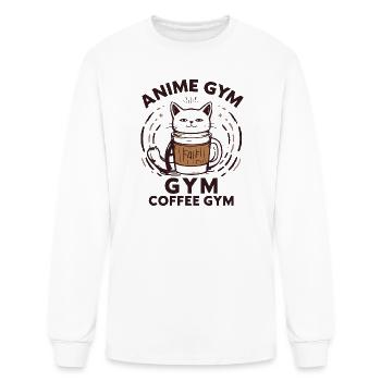 Anime Gym Cat Coffee Mug - Men's Long Sleeve T-Shirt - white - Front
