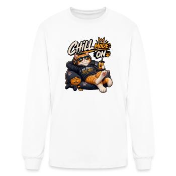 Chill Mode: On — Funny Relaxing Cat - Men's Long Sleeve T-Shirt - white - Front