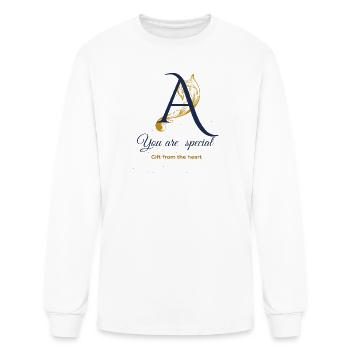 Ornate A Monogram with Gold Floral Swirl - Men's Long Sleeve T-Shirt - white - Front