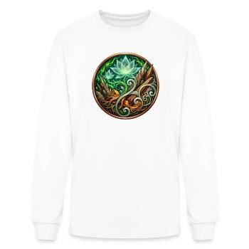 Verdant Arc: Mystic Cannabis Lotus Circle - Men's Long Sleeve T-Shirt - white - Front