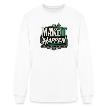 Make It Happen: Focus Build Scale Logo - Men's Long Sleeve T-Shirt - white - Front
