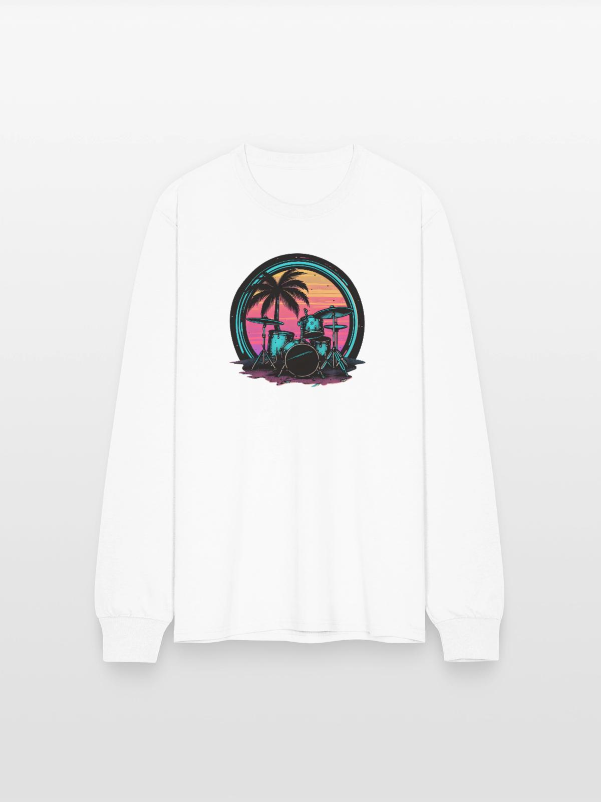 Trap Set Graphic - Men's Long Sleeve T-Shirt - white - Front