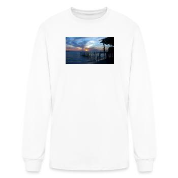 Sunset Pier on Tropical Coast - Men's Long Sleeve T-Shirt - white - Front