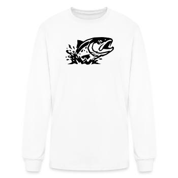 Silhouette de poisson sauteur Pêcheur sportif - T-shirt à manches longues Homme - blanc - Devant