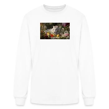 Tiger Among Fruit and Flora - Men's Long Sleeve T-Shirt - white - Front