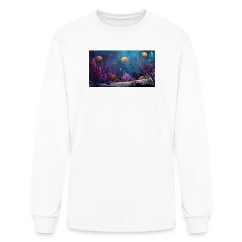 Aqua Bloom Undersea Jellyfish Scene - Men's Long Sleeve T-Shirt - white - Front