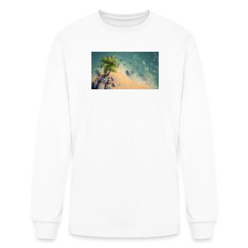 Tropical Palm Beach Cliff - Men's Long Sleeve T-Shirt - white - Front
