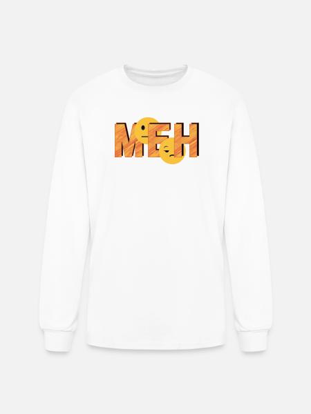 Meh on Striped Word - Men's Long Sleeve T-Shirt - white