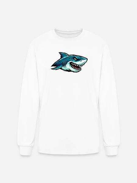 Shark Fury Illustration - Men's Long Sleeve T-Shirt - white