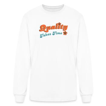 La qualité prend du temps Citation de patience groovy des années 70 - T-shirt à manches longues Homme - blanc - Devant
