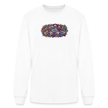 Retro Neon Guitar Mashup - Men's Long Sleeve T-Shirt - white - Front
