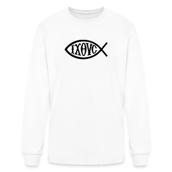 Ichthys Christian Symbol Black - Men's Long Sleeve T-Shirt - white - Front